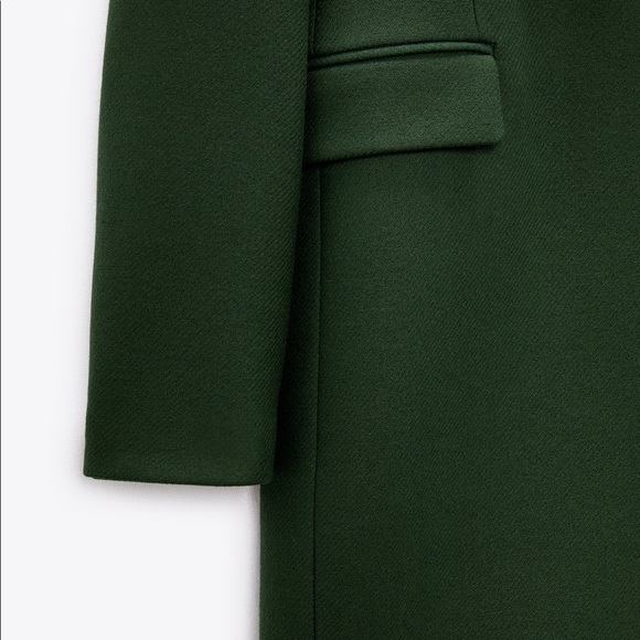 NWT ZARA Menswear Style Wool Coat Green XXL Blogger’s Favorite - Picture 11 of 11